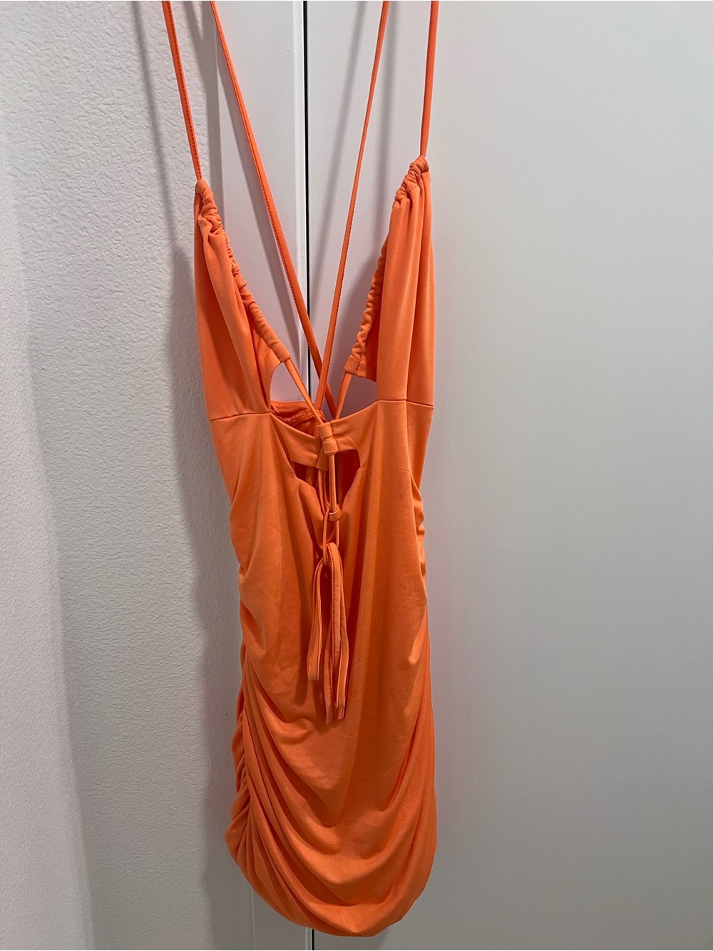 New orange open back dress